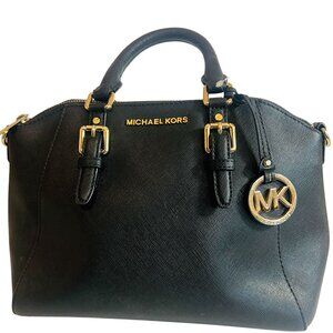 Michael Kors Ciara Medium Messenger‎ Bag Purse Black Handbag Saffiano Leather